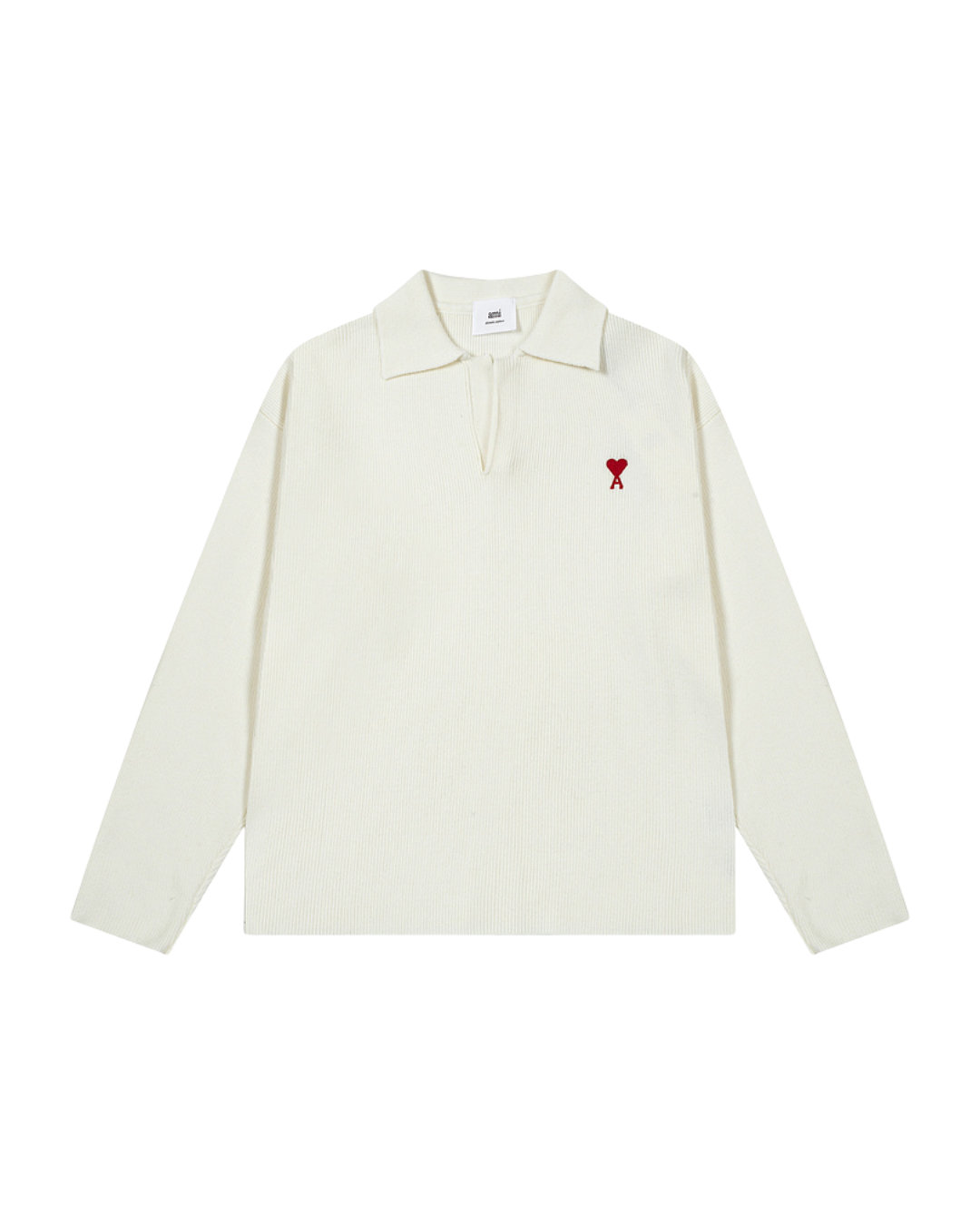 Ami Paris Knitted Long-Sleeve Polo