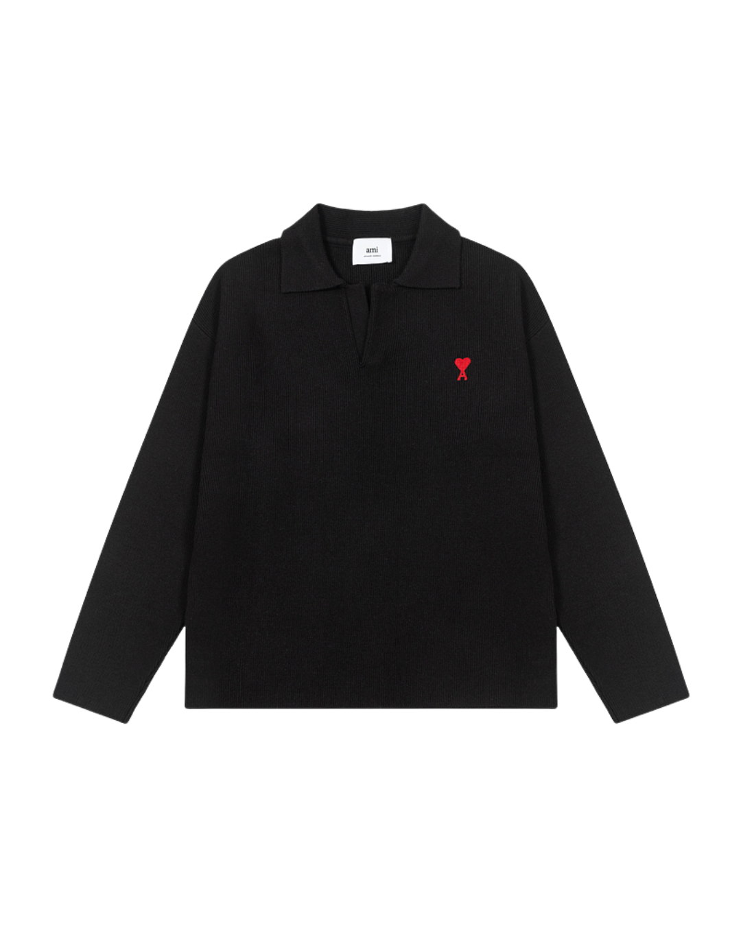 Ami Paris Knitted Long-Sleeve Polo